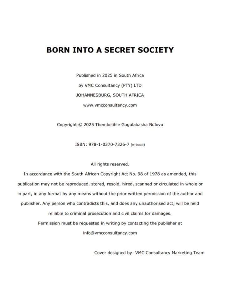 Born Into A Secret Society - Book Publisher Info